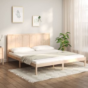 Estructura de cama sin colchón madera maciza de pino 200x200