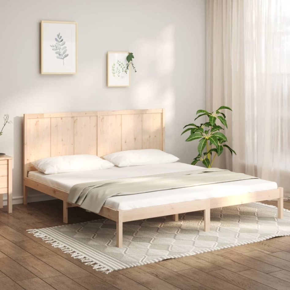 Estructura de cama sin colchón madera maciza de pino 200x200