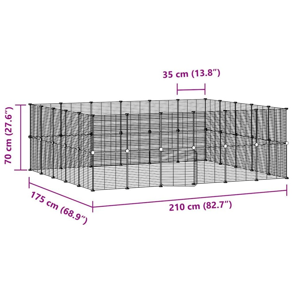 Jaula para mascotas de 44 paneles puerta acero negro 35x35