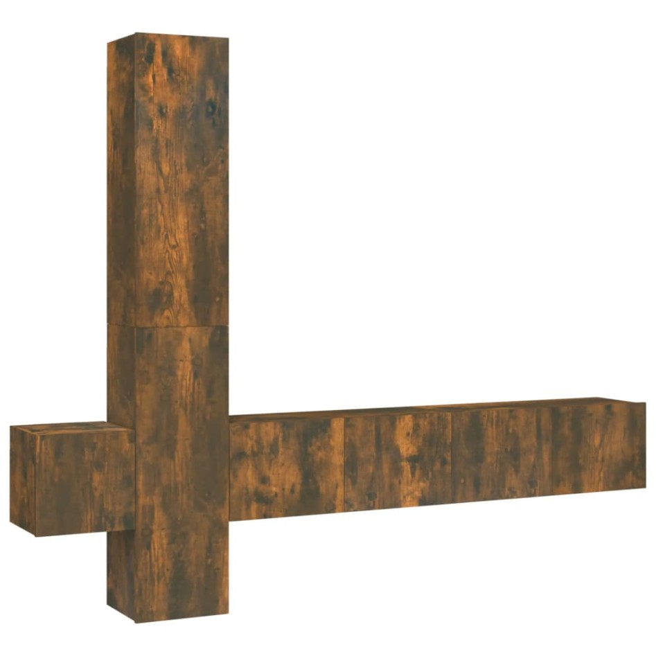 Set de muebles de TV 5 pzas madera contrachapada roble