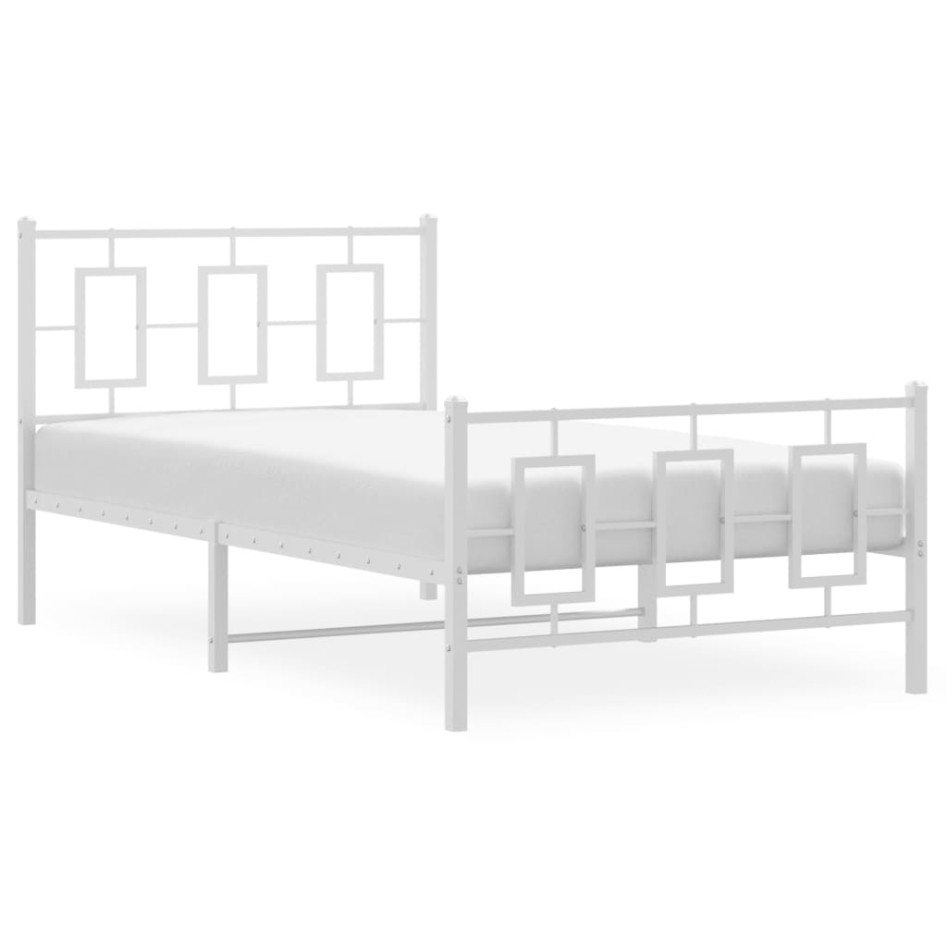 Estructura cama metal cabecero y estribo blanca 100x190