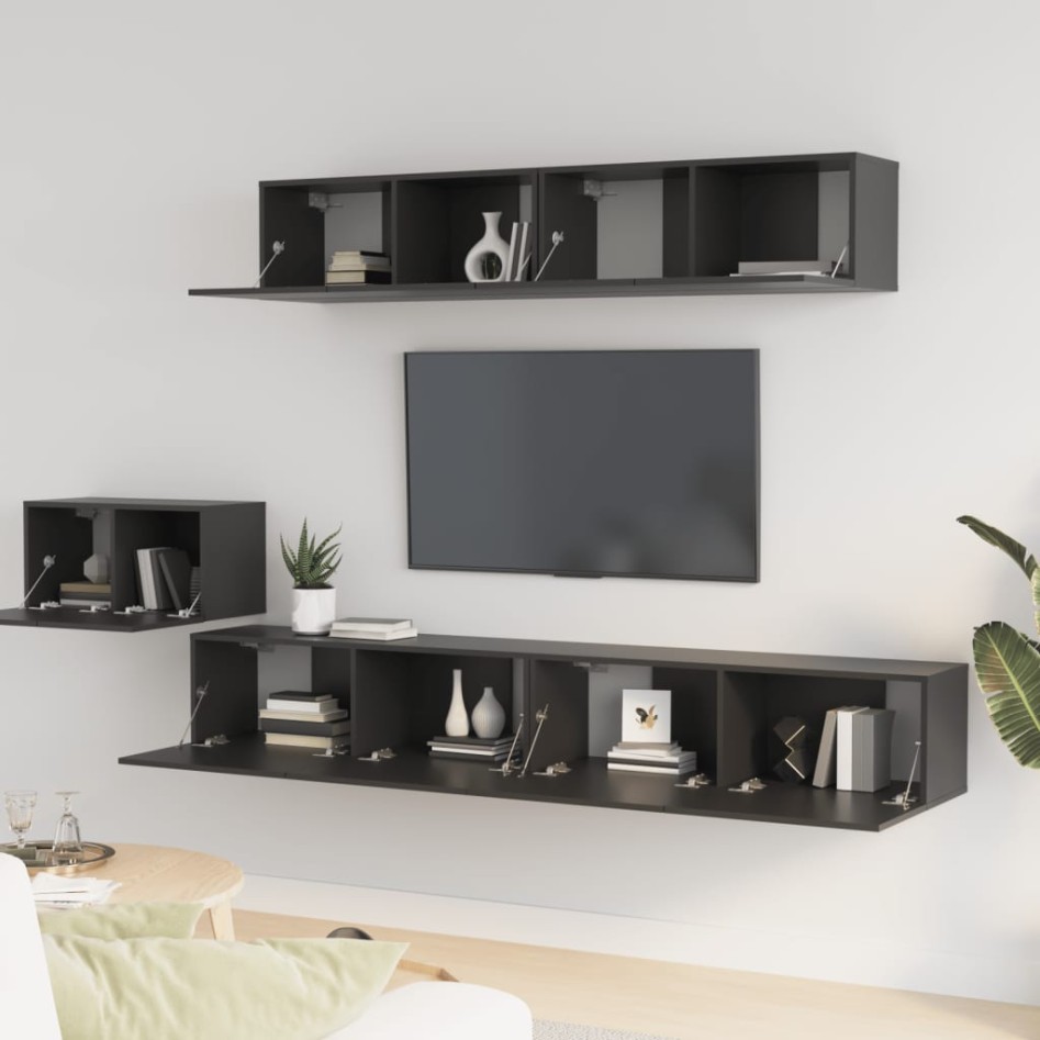 Set de muebles para TV 5 piezas madera contrachapada