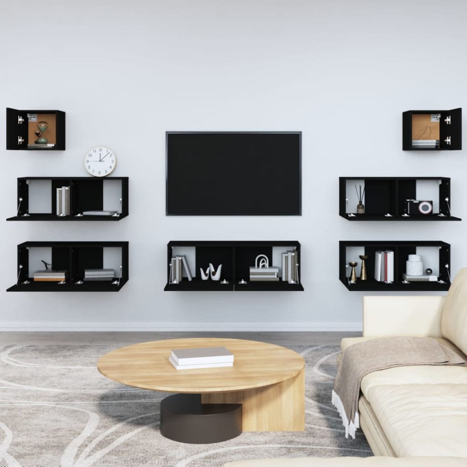 Set de muebles para TV 7 piezas madera contrachapada