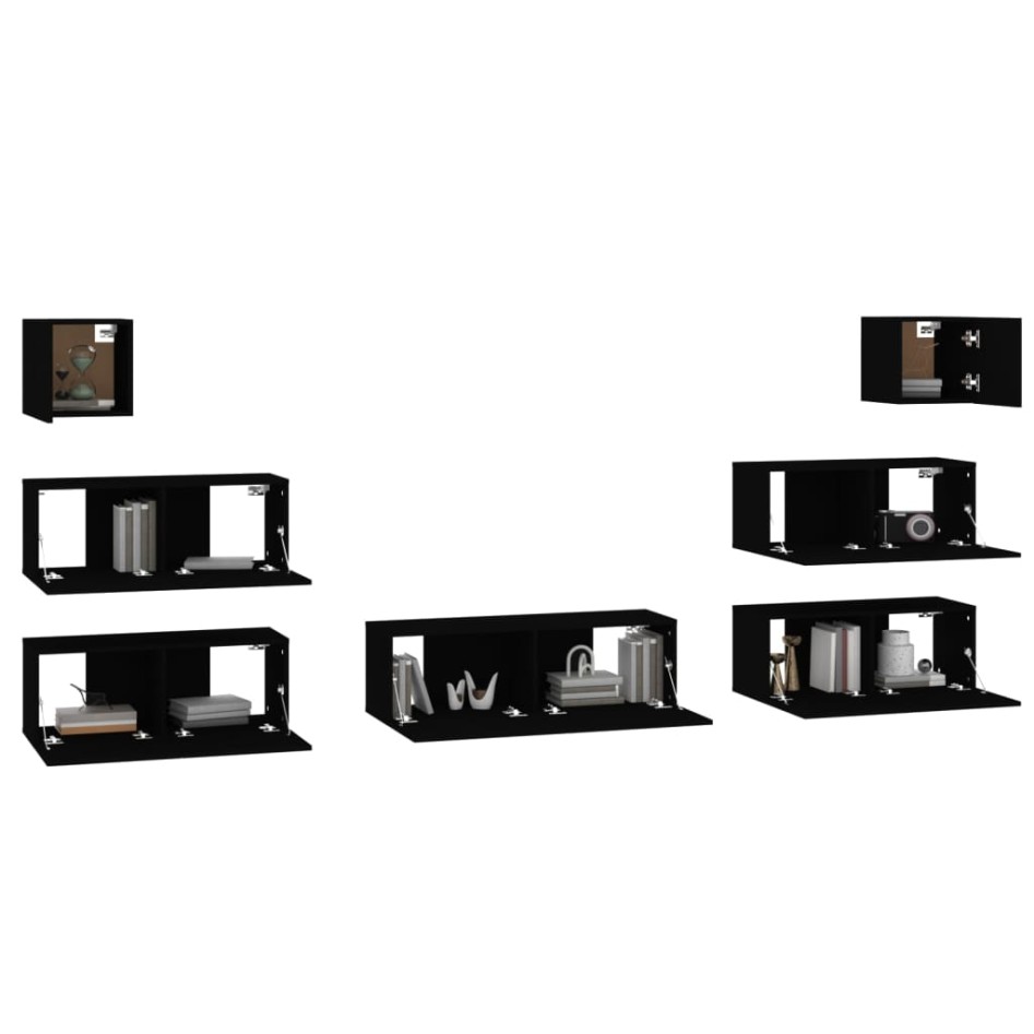 Set de muebles para TV 7 piezas madera contrachapada