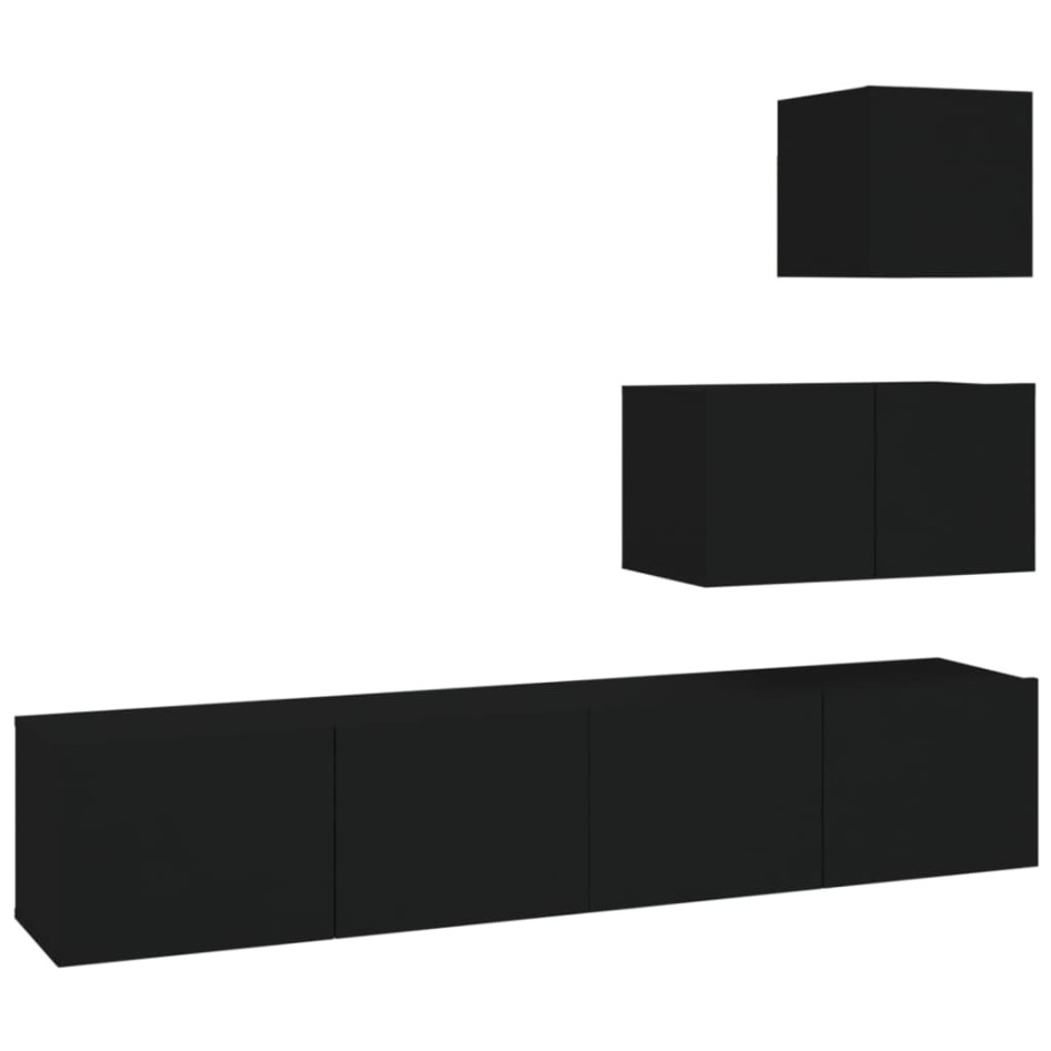 Set de muebles para TV 4 piezas madera contrachapada