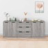 Aparador de 3 piezas madera contrachapada gris