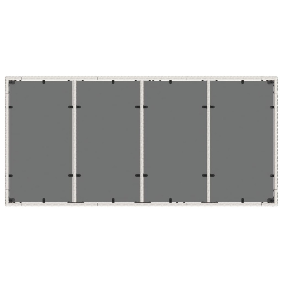 Mesa de jardín superficie de vidrio ratán PE blanco