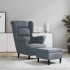 Sillón orejero y taburete de terciopelo gris