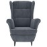 Sillón orejero y taburete de terciopelo gris