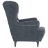 Sillón orejero y taburete de terciopelo gris