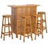 Juego muebles de bar para jardín 5 pzas madera maciza de