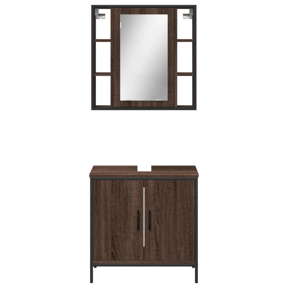 Set de muebles baño 2 pzas madera contrachapada marrón