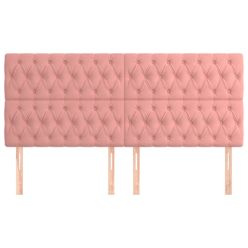 Cabeceros 4 unidades de terciopelo rosa 100x7x78/88