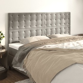 Cabeceros 4 unidades de terciopelo gris claro 80x5x78/88