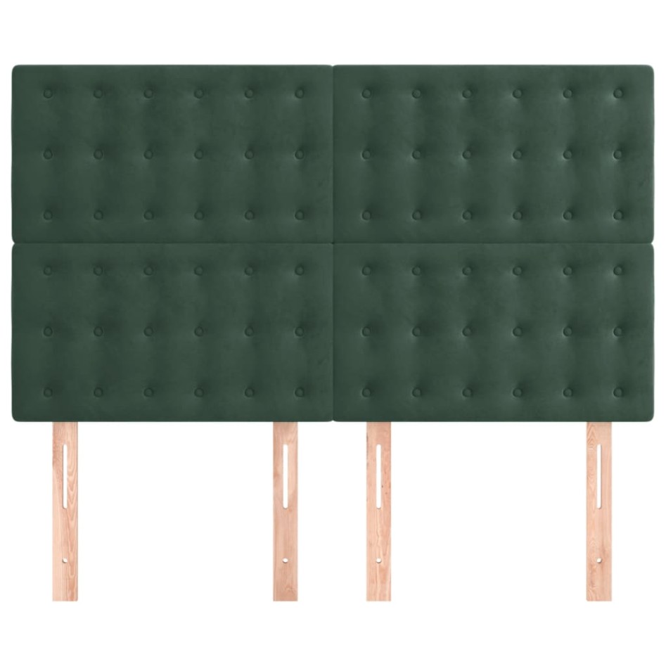 Cabeceros 4 unidades terciopelo verde oscuro 72x5x78/88