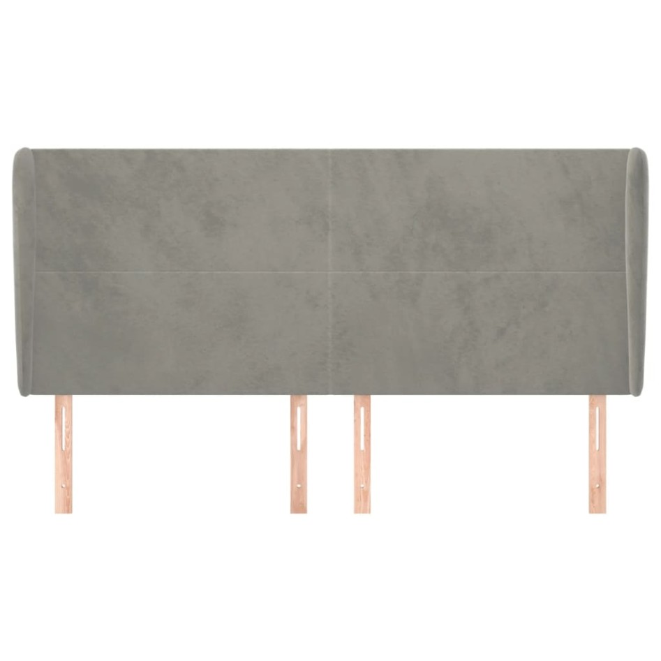 Cabecero con orejas de terciopelo gris claro 183x23x118/128