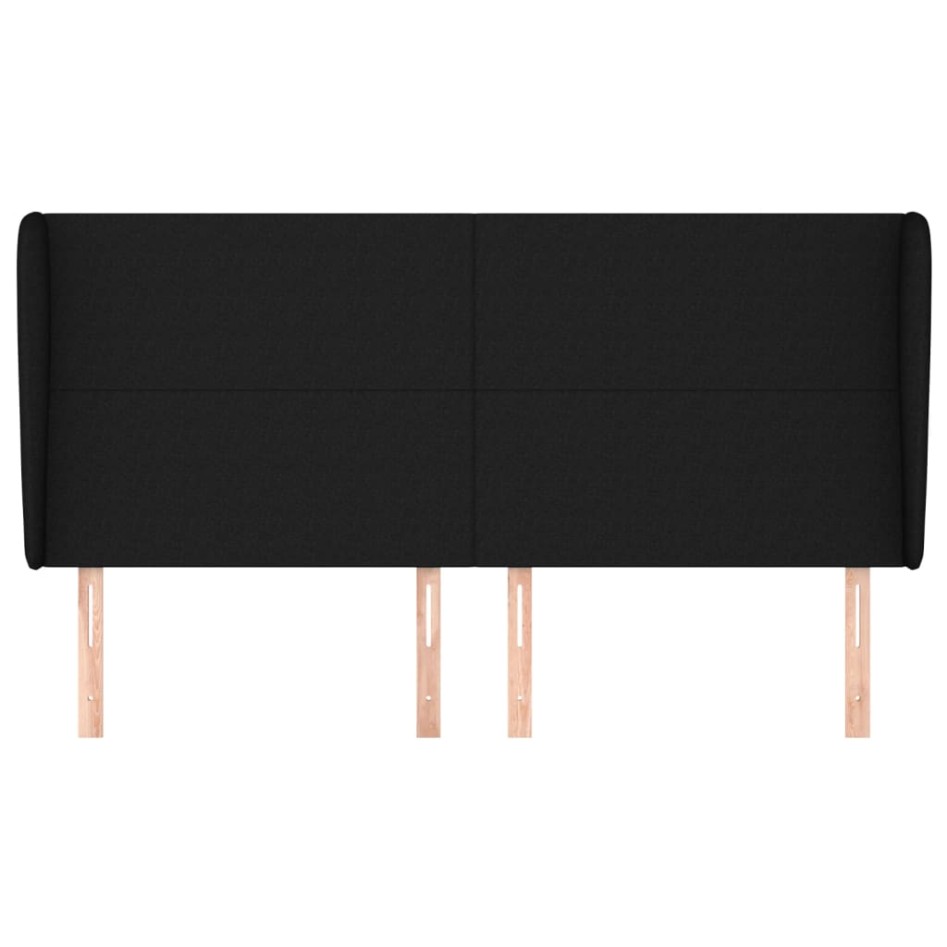 Cabecero con orejas de tela negro 183x23x118/128