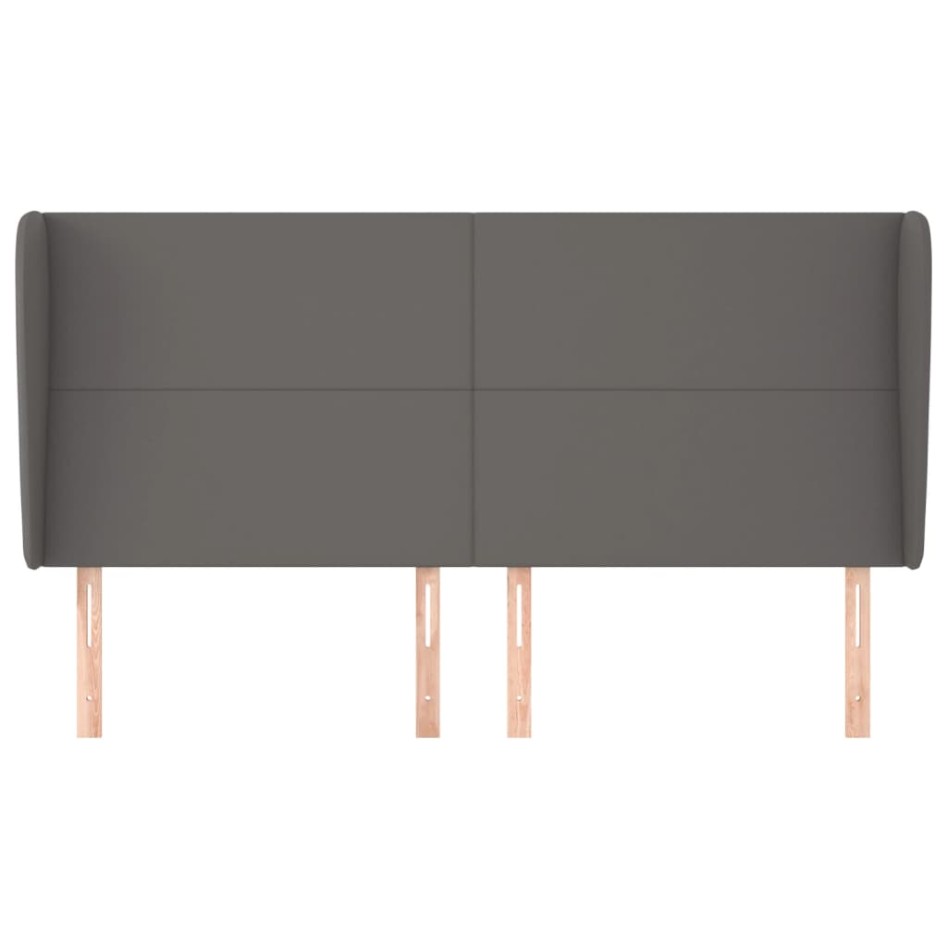 Cabecero con orejas cuero sintético gris 203x23x118/128