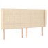 Cabecero con orejas de tela color crema 183x23x118/128