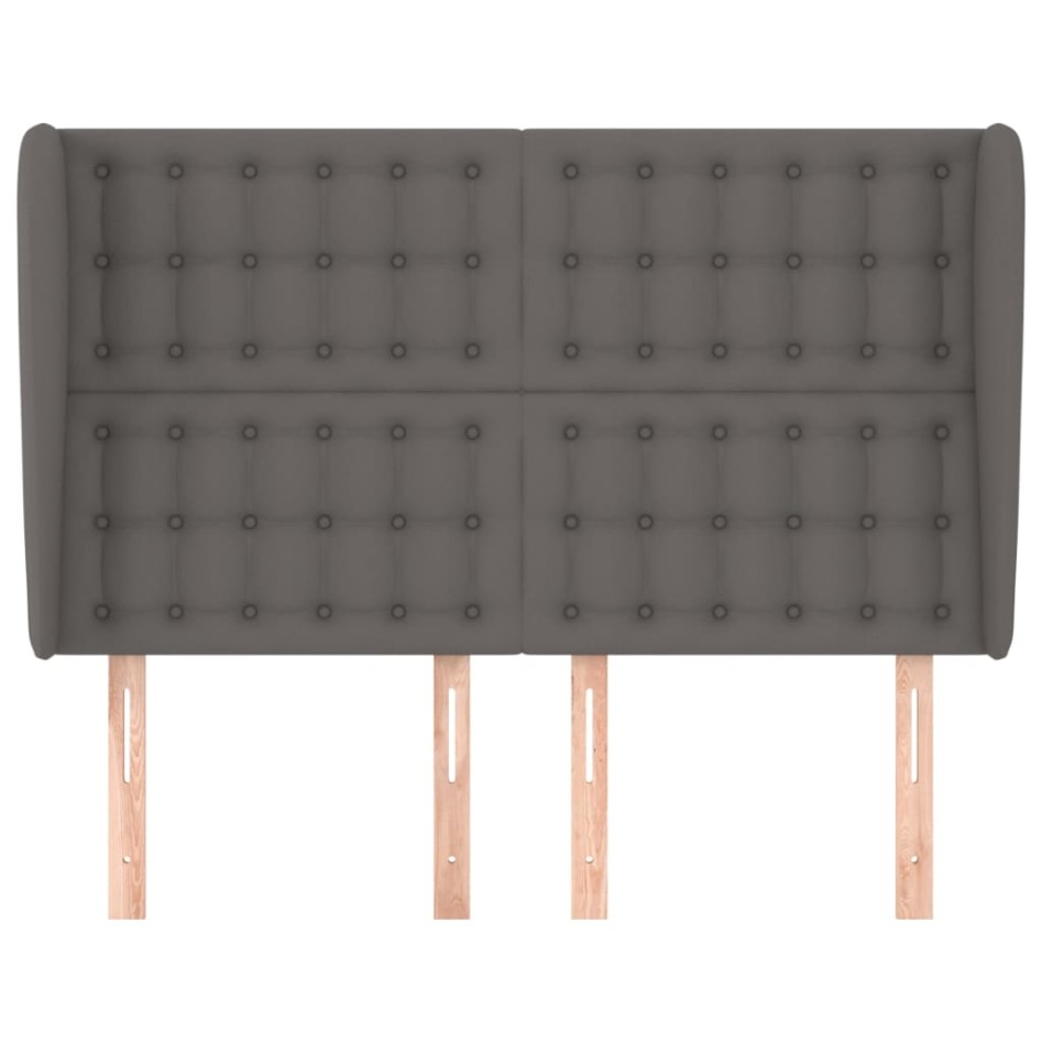 Cabecero con orejas de cuero sintético gris