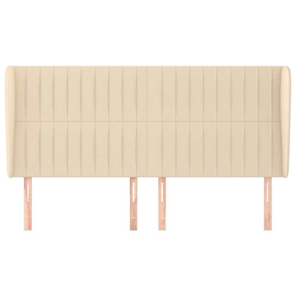 Cabecero con orejas de tela color crema 183x23x118/128