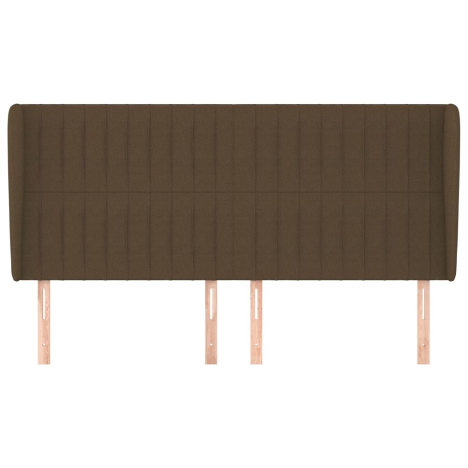 Cabecero con orejas de tela marrón oscuro 183x23x118/128