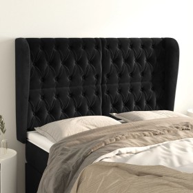 Cabecero con orejas de terciopelo negro 147x23x118/128