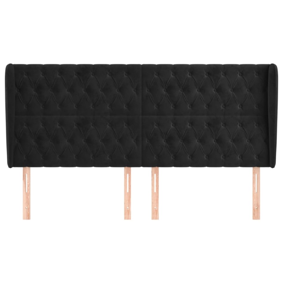 Cabecero con orejas de terciopelo gris claro 183x23x118/128