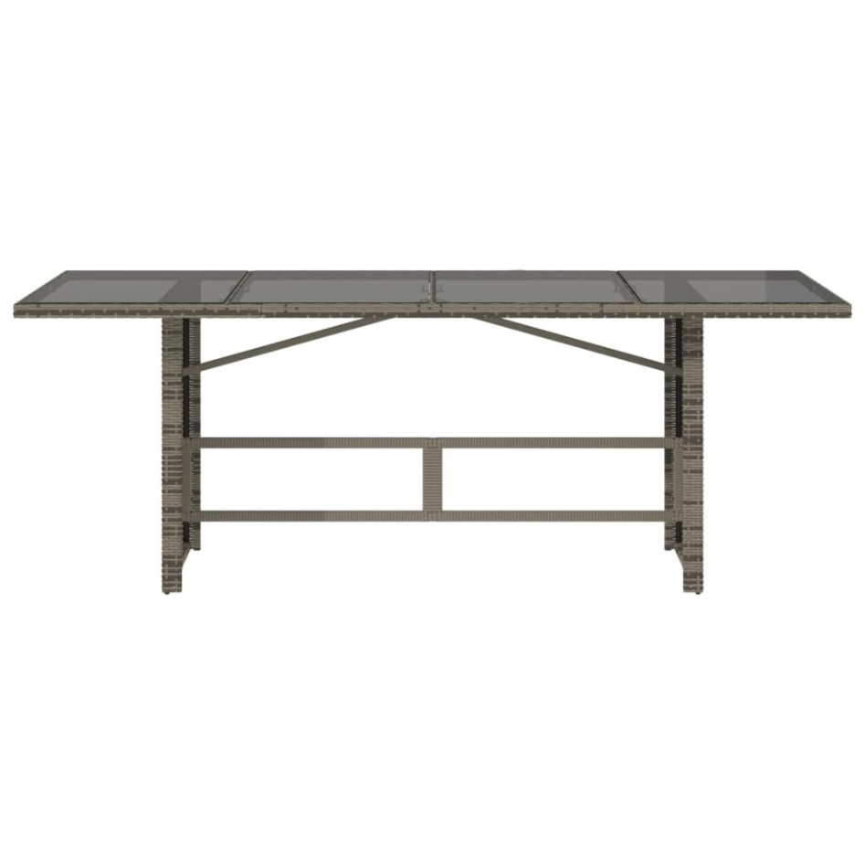Mesa de jardín superficie de vidrio ratán PE gris 190x80x74