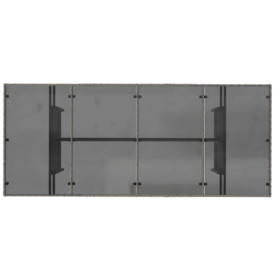 Mesa de jardín superficie de vidrio ratán PE gris 190x80x74