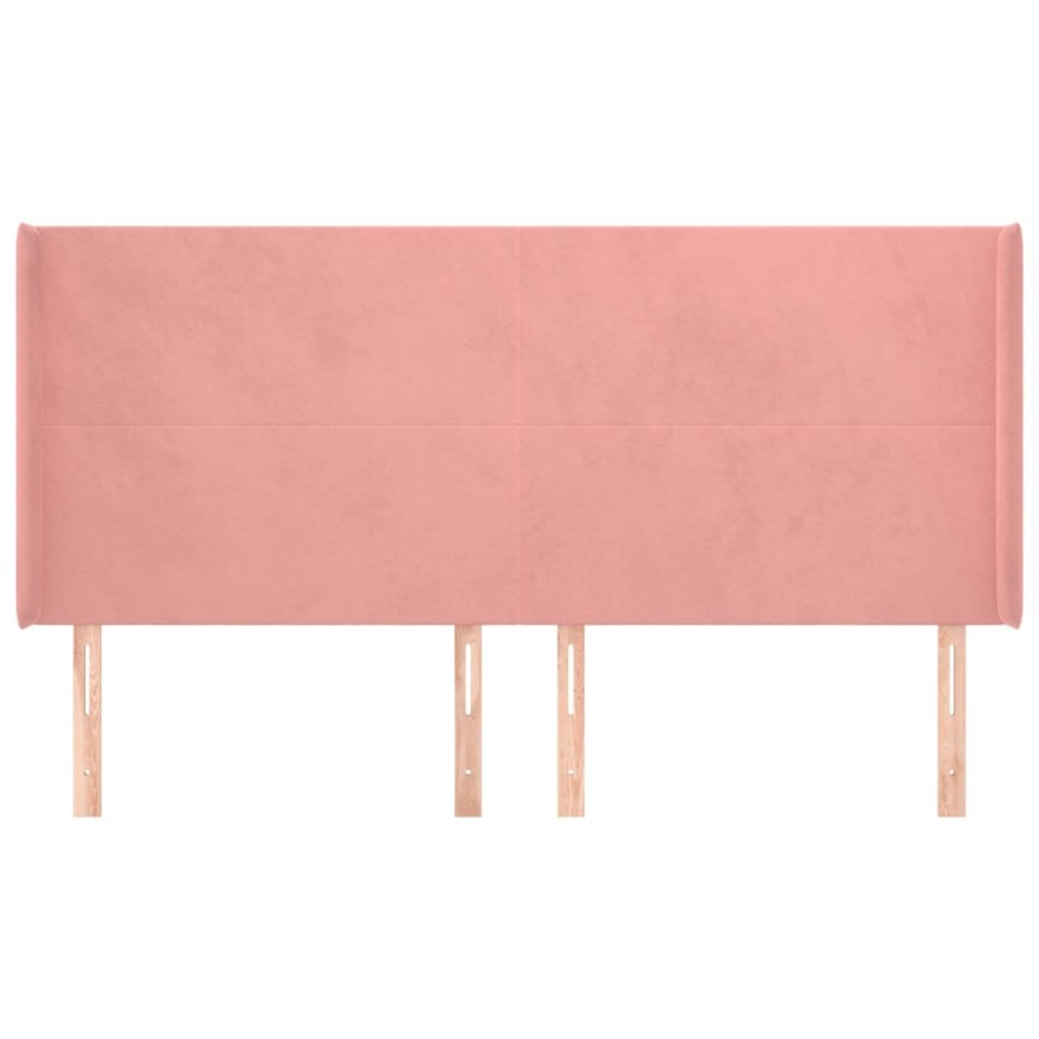 Cabecero con orejas de terciopelo rosa 183x16x118/128