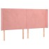 Cabecero con orejas de terciopelo rosa 203x16x118/128