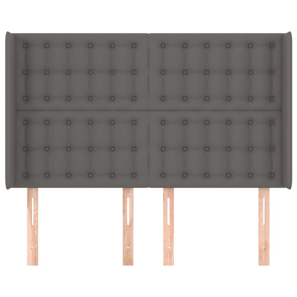 Cabecero con orejas cuero sintético gris