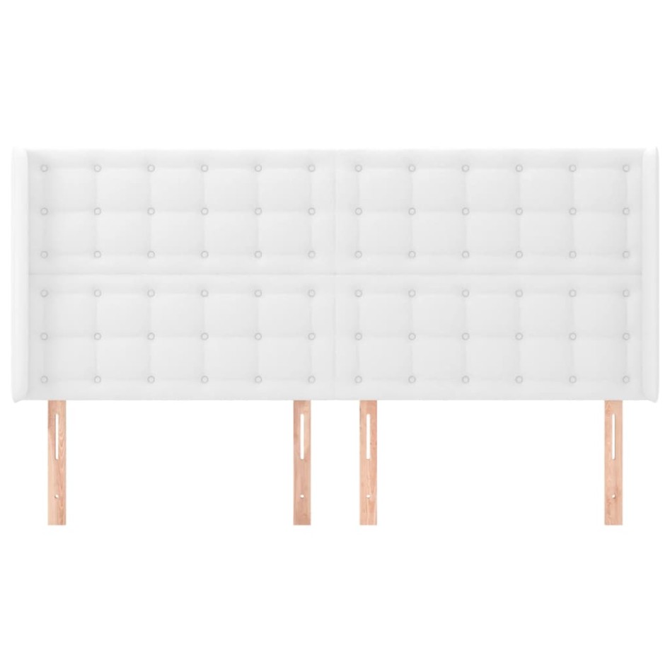 Cabecero con orejas de cuero sintético blanco 183x16x118/128