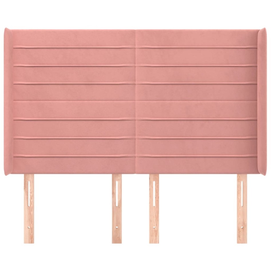 Cabecero con orejas de terciopelo rosa 147x16x118/128