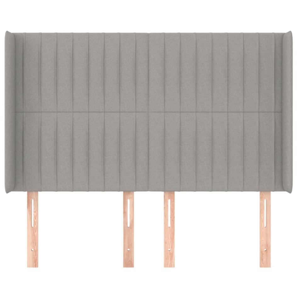 Cabecero con orejas de tela gris claro 147x16x118/128