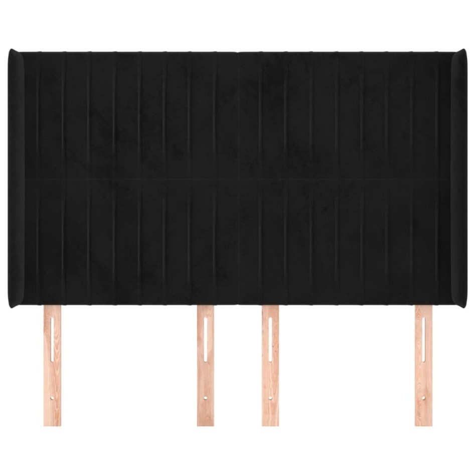 Cabecero con orejas de terciopelo negro 147x16x118/128