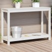 Mesa de plantación con estante madera pino blanco 108x35x75 cm