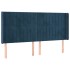 Cabecero con orejas de terciopelo azul oscuro 183x16x118/128