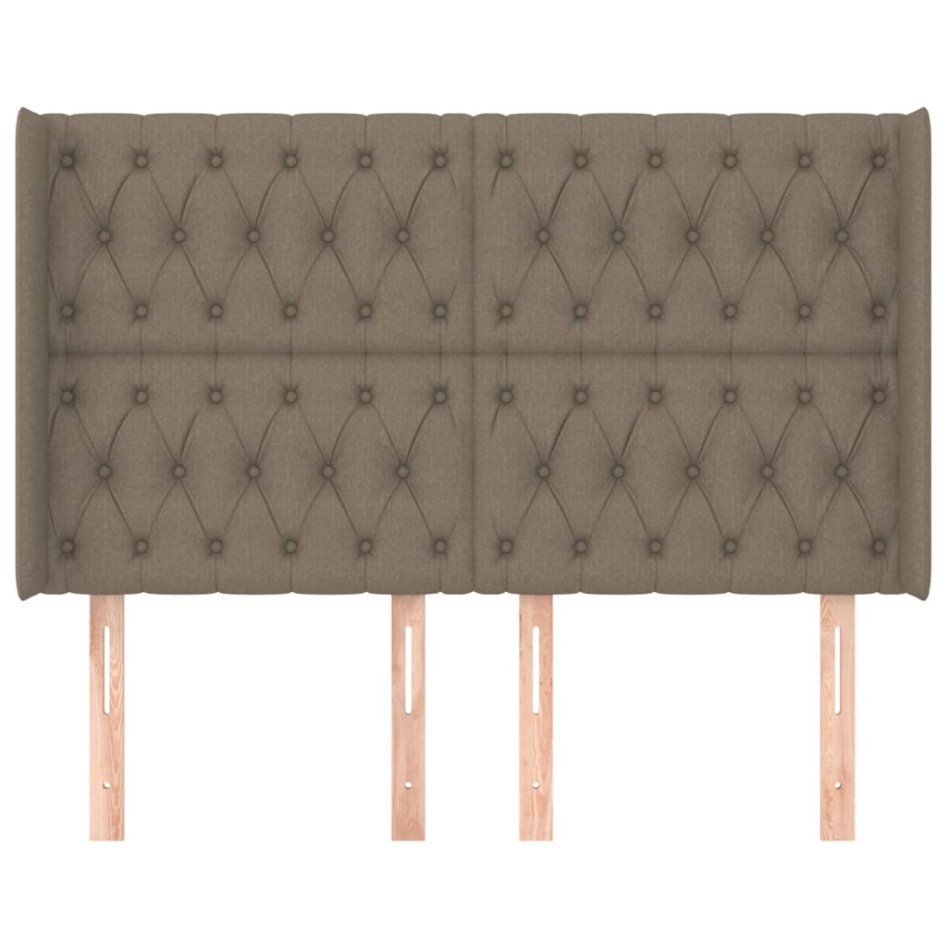 Cabecero con orejas de tela gris taupe 147x16x118/128