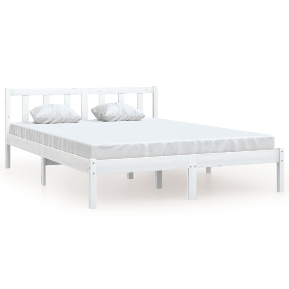 Estructura de cama sin colchón madera maciza blanco 140x190