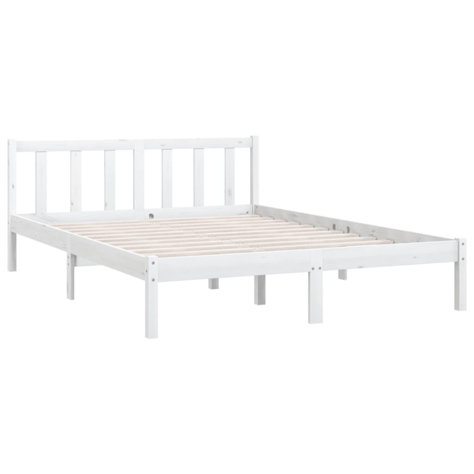 Estructura de cama sin colchón madera maciza blanco 140x190