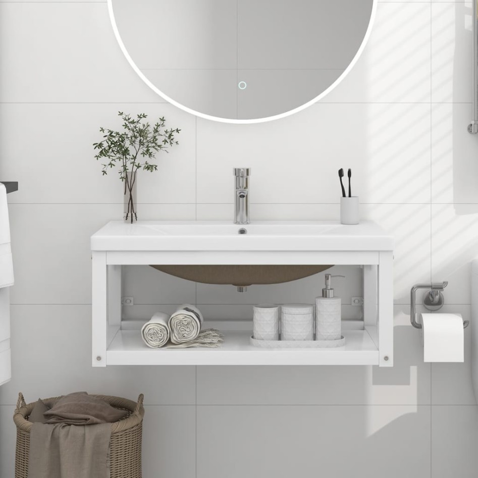Estructura de baño con lavabo incorporado hierro