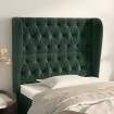 Cabecero con orejas de terciopelo verde oscuro 103x23x118/128cm