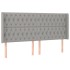 Cabecero con orejas de tela gris claro 183x16x118/128