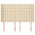 Cabecero con orejas de tela color crema 147x16x118/128