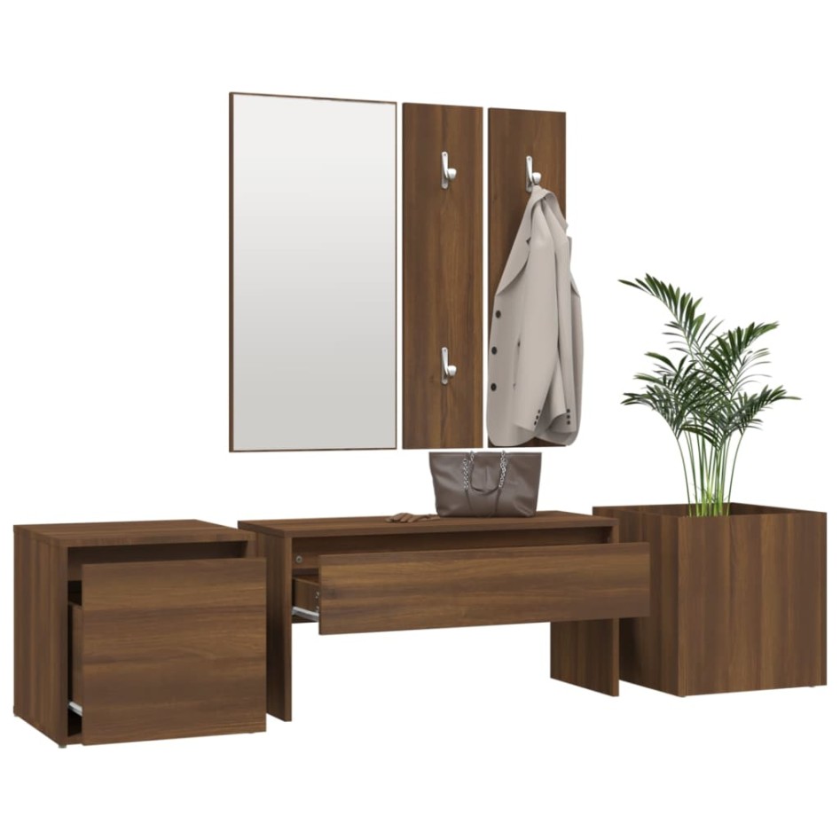 Set de muebles de recibidor madera contrachapada roble