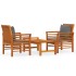 Set de muebles para jardín 3 piezas con cojines madera