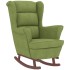 Sillón mecedora patas madera y taburete terciopelo verde