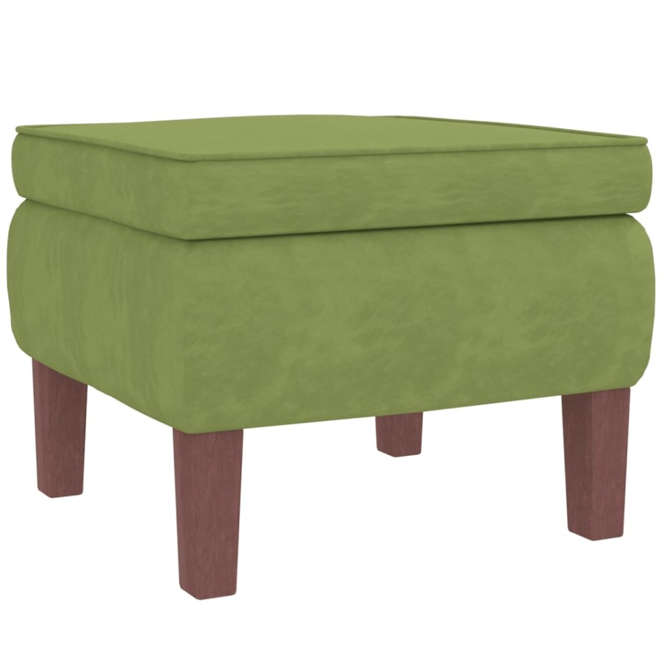 Sillón mecedora patas madera y taburete terciopelo verde